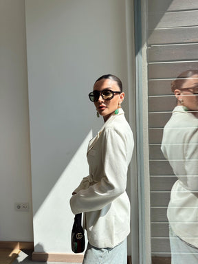 Conjunto  Blazer e Calça de linho amarrado - Sabrina